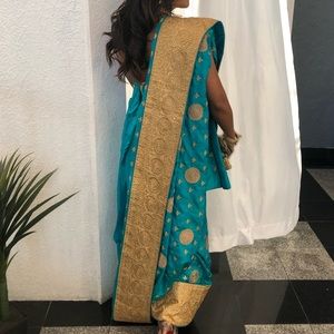 Indian Sari Saree Blue/Green